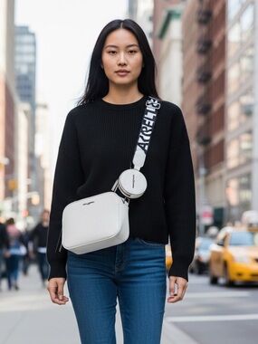 Karl Lagerfeld Minimalist White and Black Crossbody Camera Bag BNWT